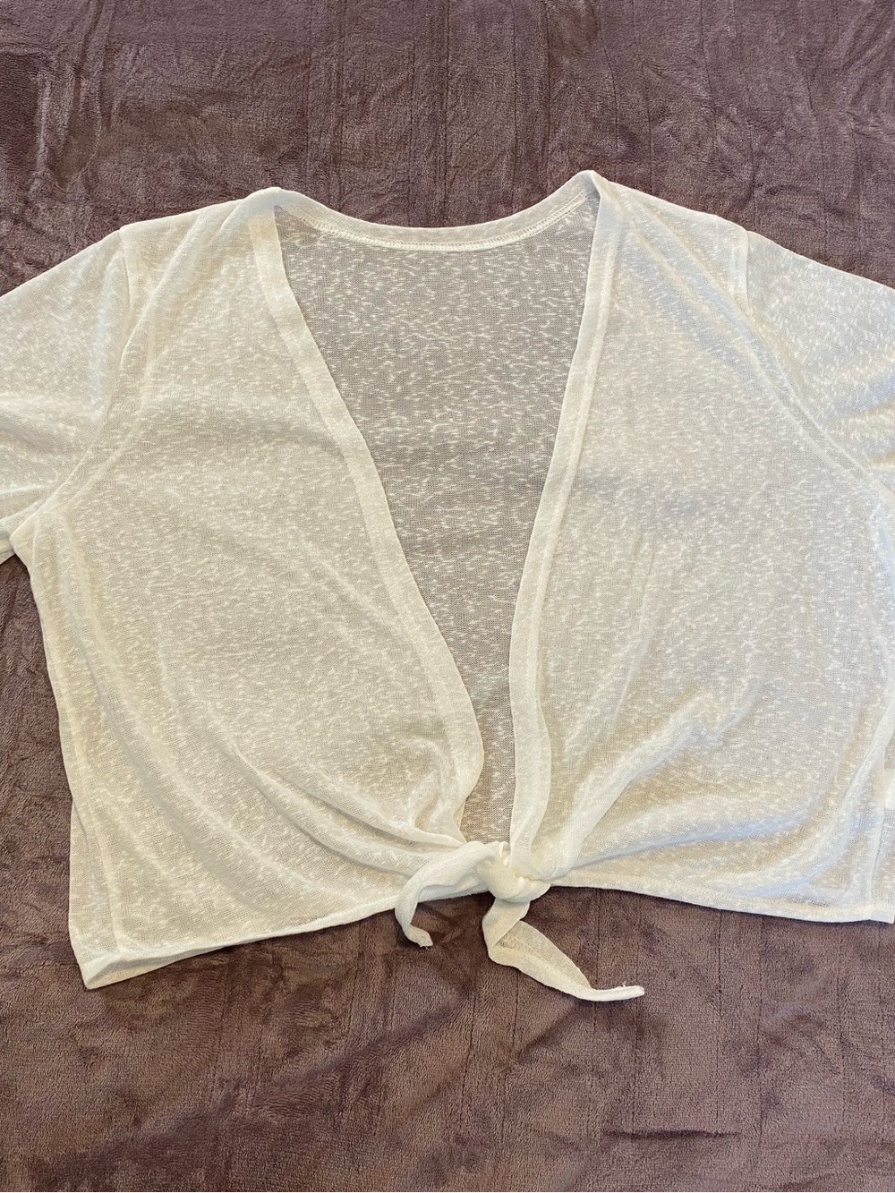 Women's White Short-Sleeve Tie-Front Tee